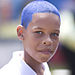 Boy with blue hair