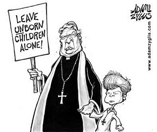 Catholic-cartoon priest child sex abuse leave unborn children alone